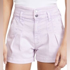 VERONICA BEARD washed-out pleated denim shorts